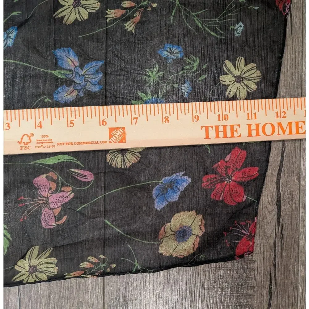INC Scarf Floral Sheer Hair Black Botanical Boho Festival Rodeo Wrap 60